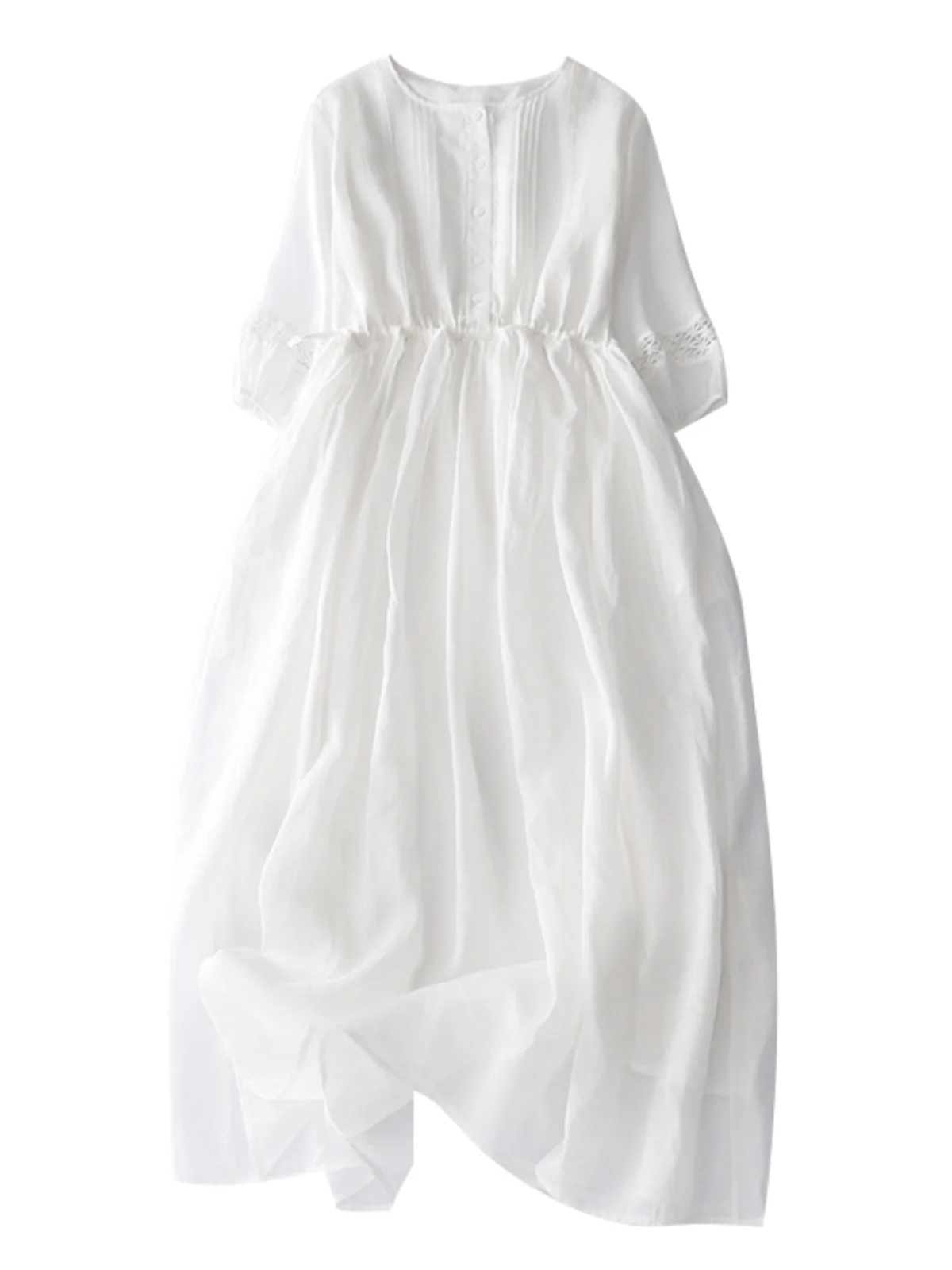 Ele dupla camada de renda de cânhamo ort sve longo dr drapeado cintura vintage sle redondo ne saia evasê para o verão