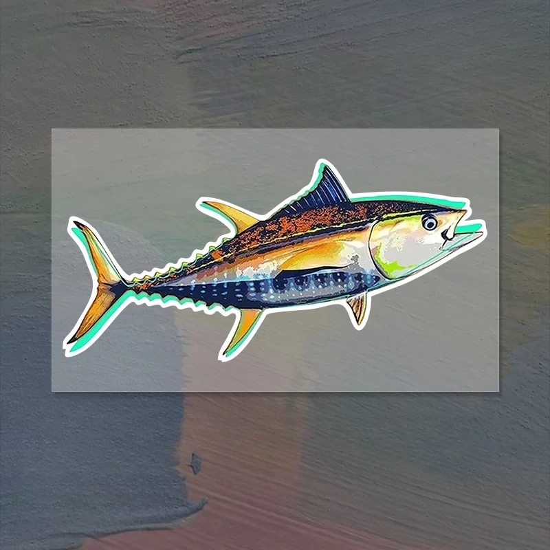 

Funky Tuna Fish Car Sticker Outdoor Fishing Boat Kayak Toolbox Decal Sea Animal Fish Waterproof Stickers 15x7.1cm PVC KK