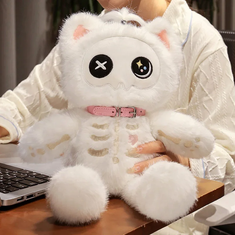 Kawaii Black Skeleton Cat Plush Toy Creative Stuffed Animal