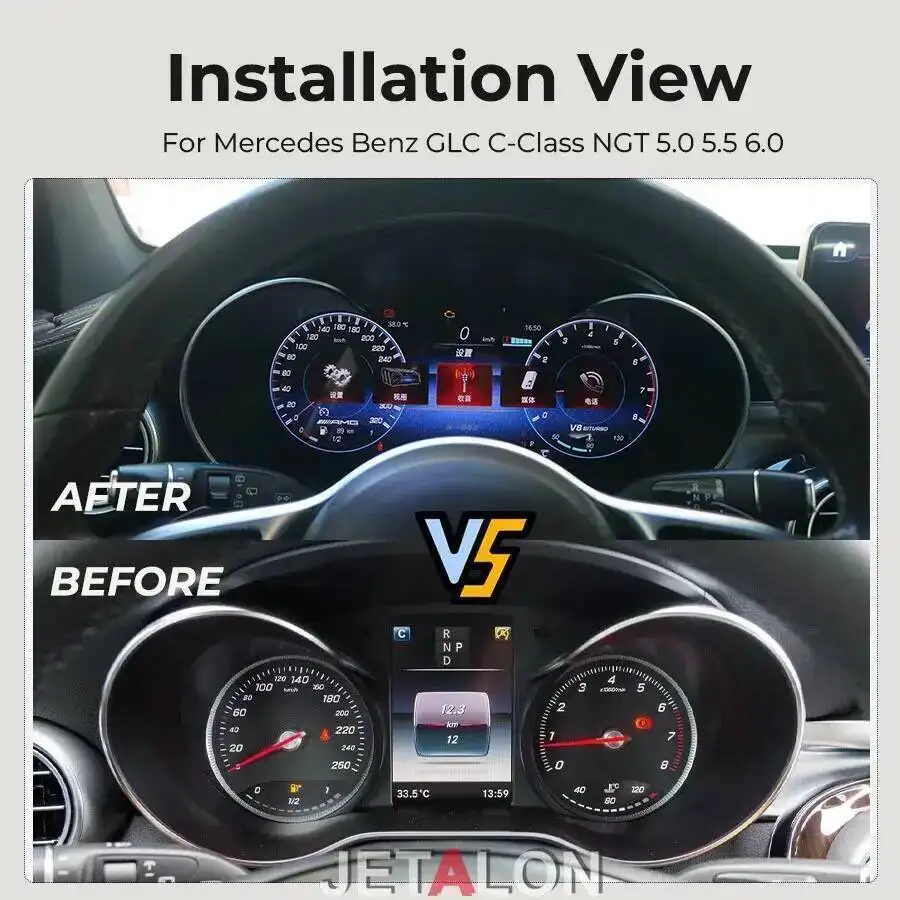 12.3 "LCD أداة العنقودية لمرسيدس بنز W205 GLC C-Class C Class X253 C180 C200 C220 C300 C350 2015-2018 قمرة القيادة الافتراضية