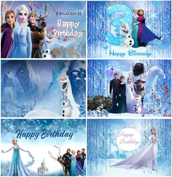 Frozen Elsa Anna Princess Backdrops Winter Snow Ice Queen Photographic Happy Birthday Decor Backgrounds Studio Baby Shower Props