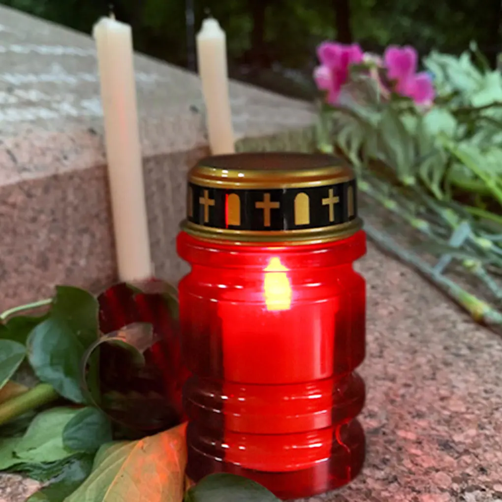 2x Garden LED Grave Light With Solar Electronic Candle For Cemetery Ritual Low Carbon Life Flameless