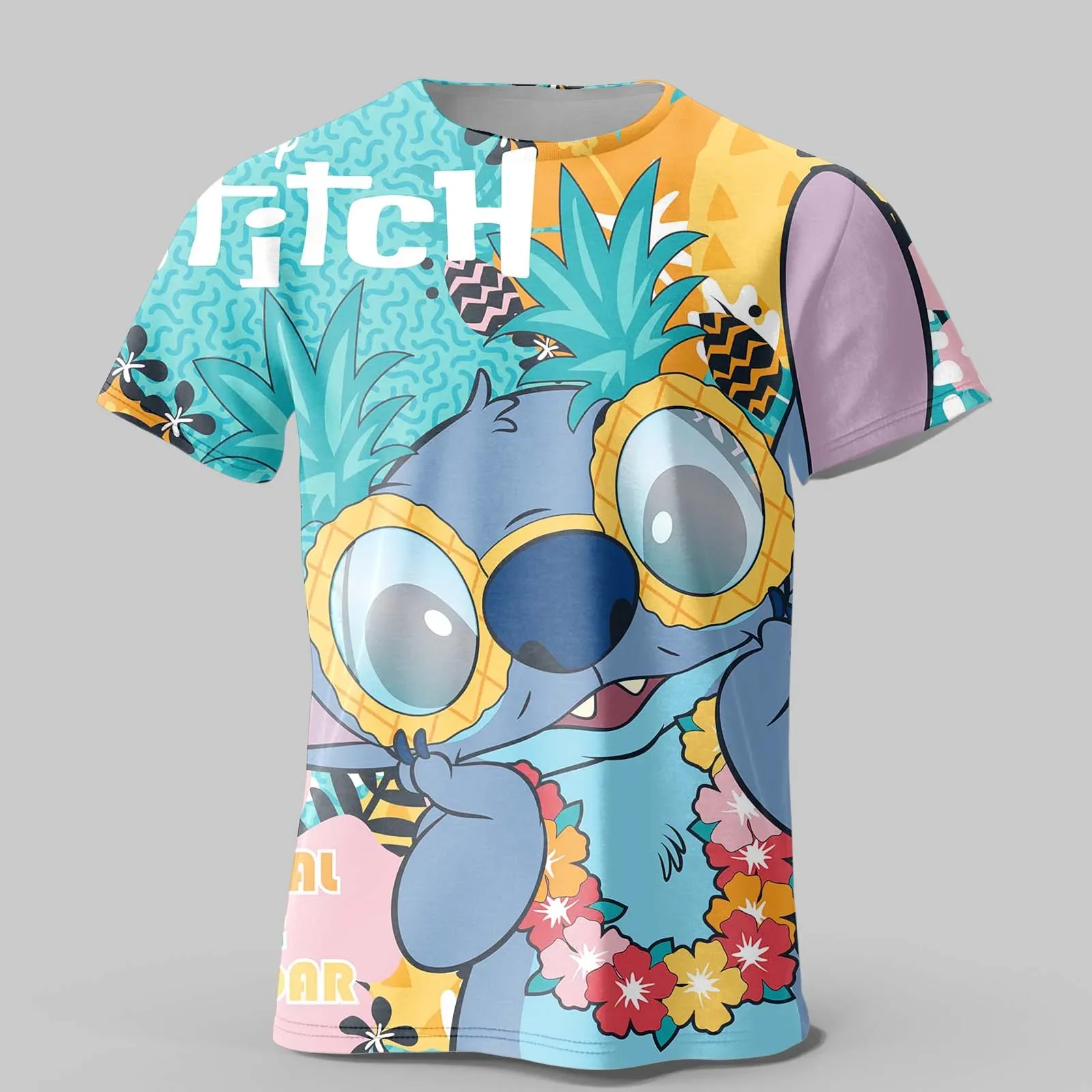 Disney Men 3d T-Shirts Men Women's Top Lilo and Stitch Cartoon Cute 3D Print Streetwear Oversized T-Shirt Kids Tees Tops