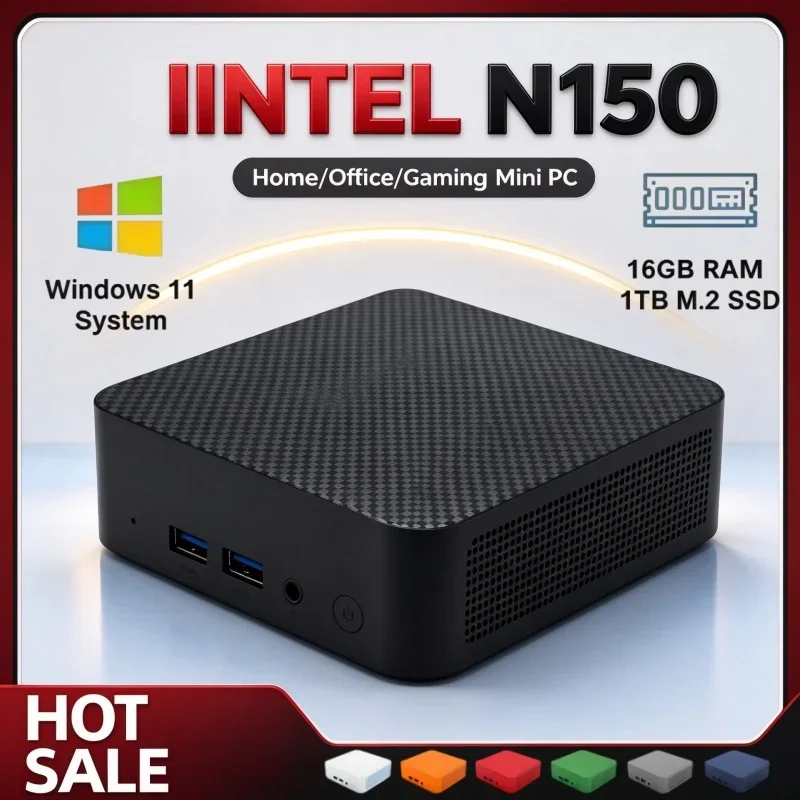 High Performance Mini PC Intel N150 Windows11 16GB RAM 2TB SSD Portable 4K@60Hz WiFi6 BT5.2 Home Office Gaming PC