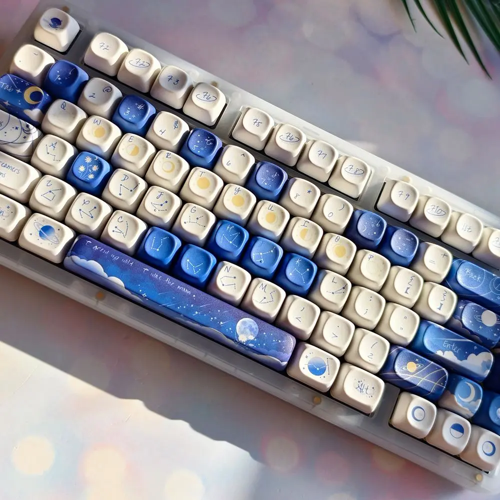 Full Sky and Stars Transparent Keycap Blue Original PBT Round Ball Adapted to Customized Mechanical Keyboard