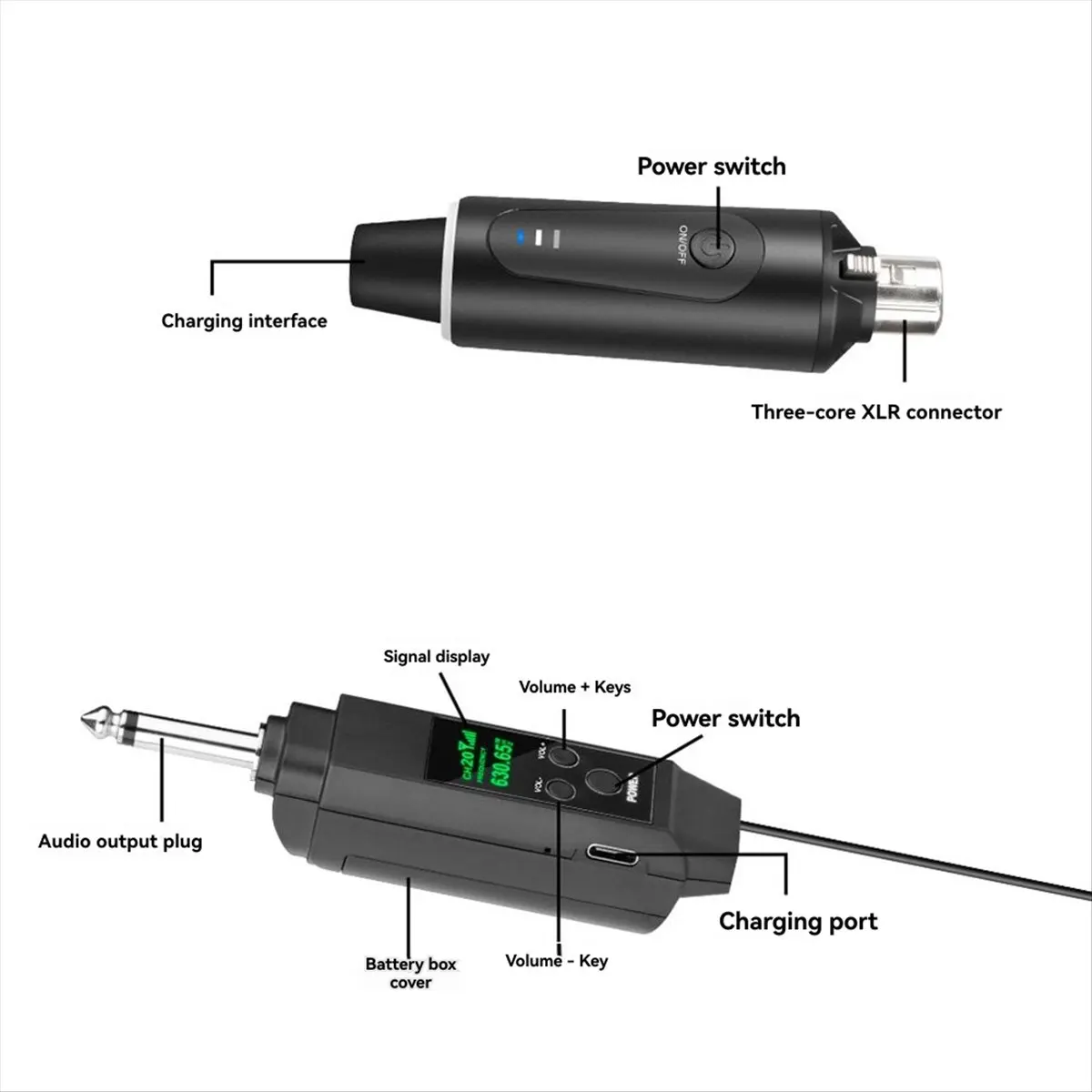 HowAA87 Universal 2.4G Wireless Transmitter and Receiver System Wired Microphone for Musical Instruments and Guitars
