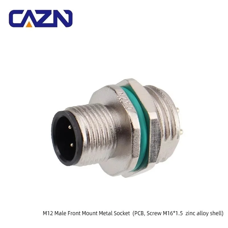 Zine-alloy M12 2/3/4/5/6/8/12/17 Pin Male&Female Type Connectors Waterproof IP67 PCB Panel Mount Socket