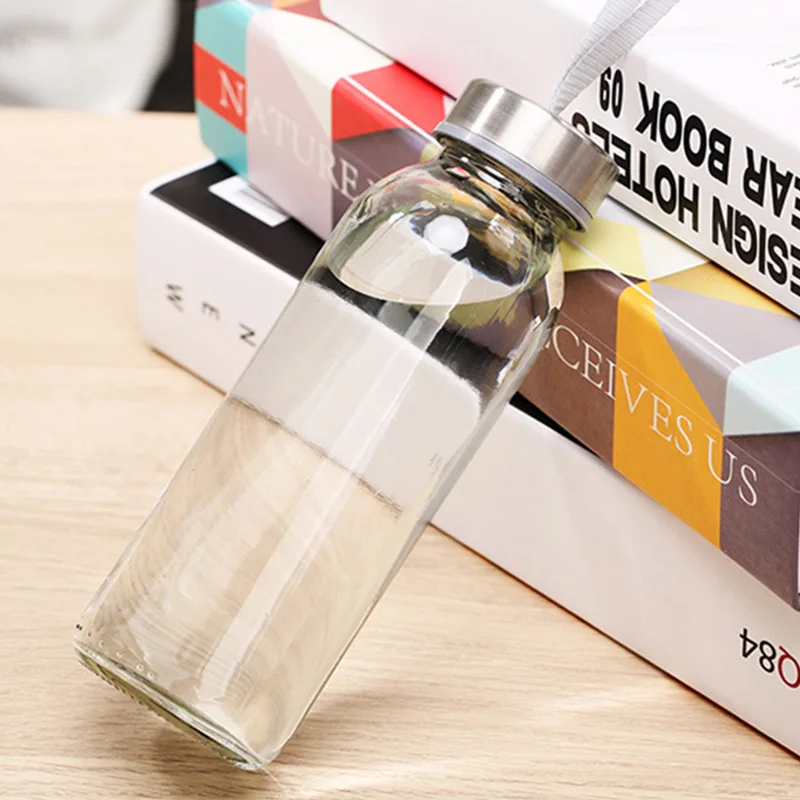 Car glass bottle transparent water cup with cover creative portable leak proof simple fresh outdoor tea my plastic water bottles