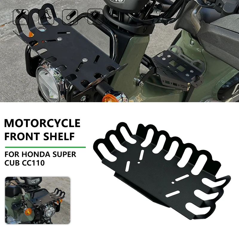 Black Front Luggage Rack Bracket Suitable for Honda Cub CC110 Motorcycle Shelf Storage Load Modification Accessories