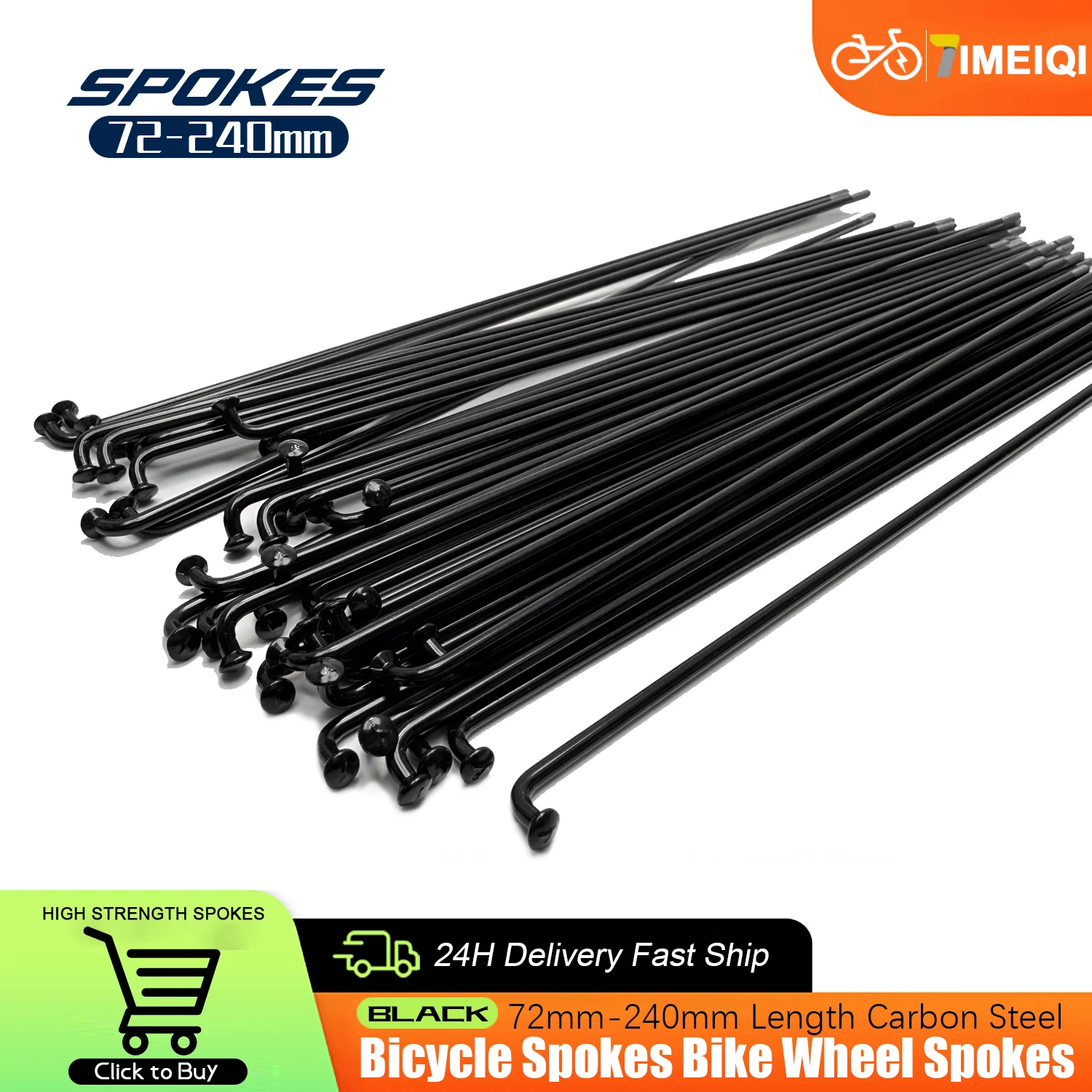 

40 шт., 12 г, велосипедные спицы, длина 72 мм-240 мм, с сосками, черные стальные спицы для горного велосипеда, 2,5 мм, высокопрочные спицы для электрического велосипеда
