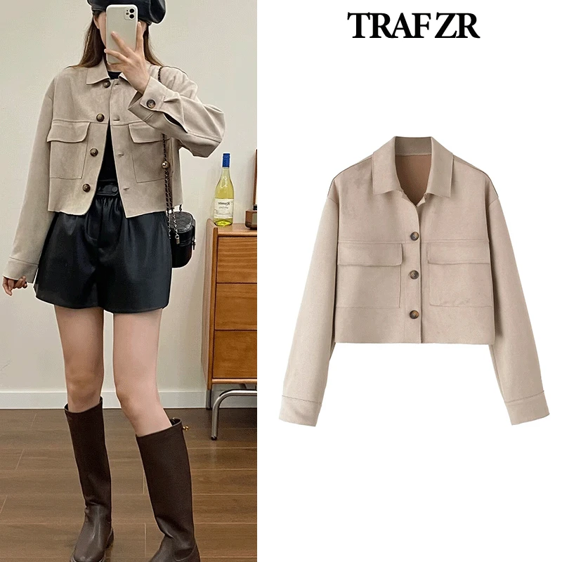 

TRAF ZR Lady Jackets Elegant and Pretty Women's Coats Y2k Vintage Top Solid New in Coats & Jackets Ladies Fashion Urban Coat