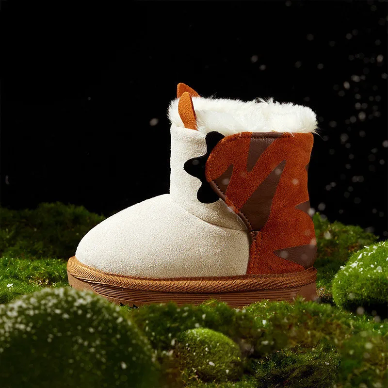 Bottes de neige en peluche imperméables pour enfants, chaussures polyvalentes, garde au chaud, coton, garçons et filles, bébé, hiver