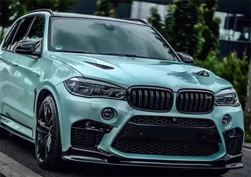ل BMW F85 F86 X5M X6M 2014 2015 2016 2017 ReaI ألياف الكربون الجبهة حافة مصد السيارة المفسد عدة