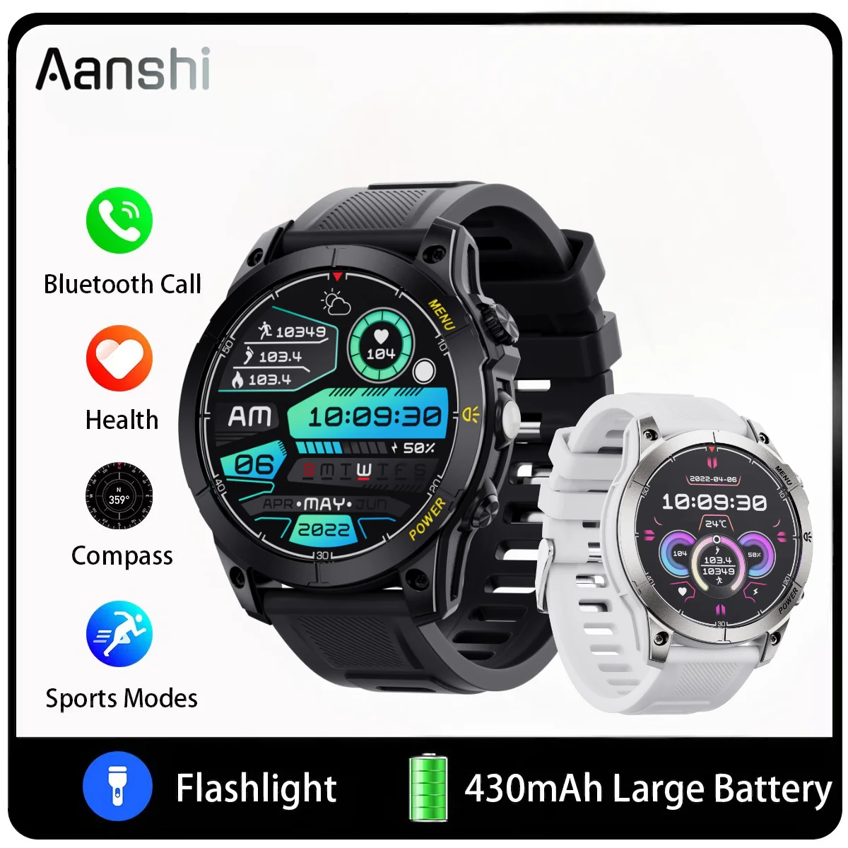 

Aanshi 1.39inch 360x360 Screen Smart Sports Watch for Men and Women Fitness Tracker with Bluetooth Outdoor Smartwatch for Health