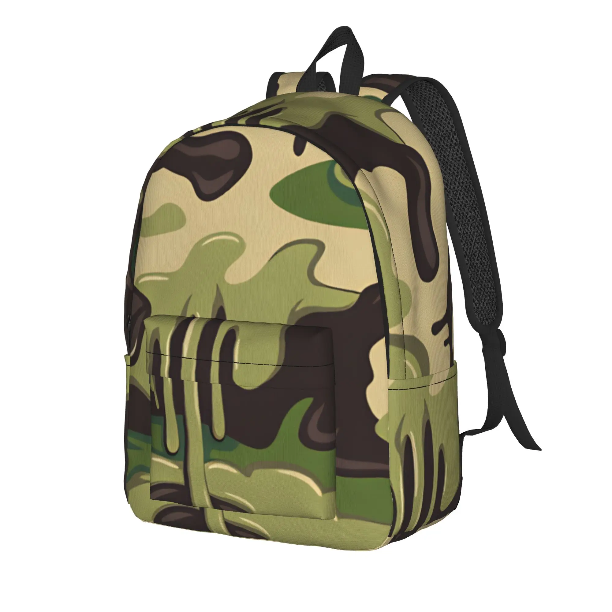 Drip Liquid Camo Backpack  Boy Polyester Outdoor Style Backpacks Large Modern High School Bags Rucksack