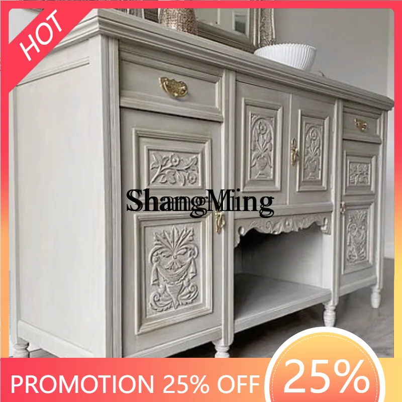 

CL retro white porch cabinet entry foyer storage shoe cabinet antique carved dining side cabinet