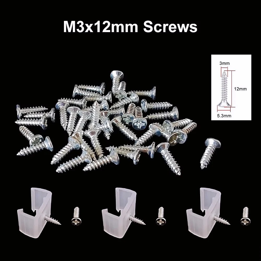 12mm round head mini screw M3 screw cross screw suitable for LED neon light COB fixing clip plastic buckle DIY