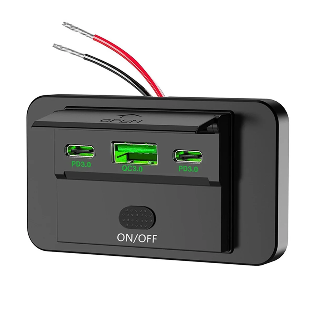 A64I NEW 12-24V PD Type-C USB Ports QC3.0 and PD3.0 with Switch Fast Charging USB Power Panel for Car Truck RV Green