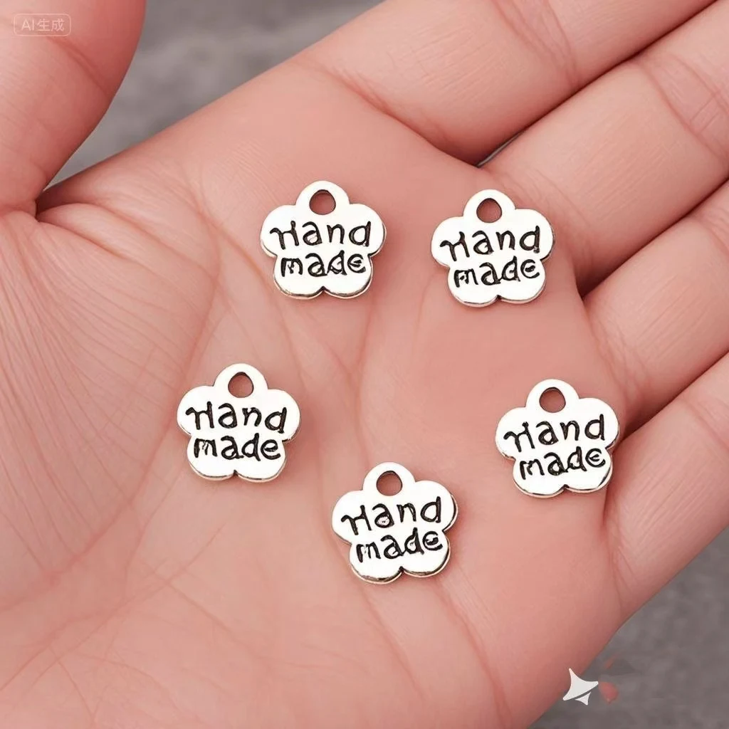 40Pcs/Lot Charms Plates Hand Made 8x8mm Antique Bronze Silver Color Pendants Making DIY Handmade Tibetan Bronze Jewelry