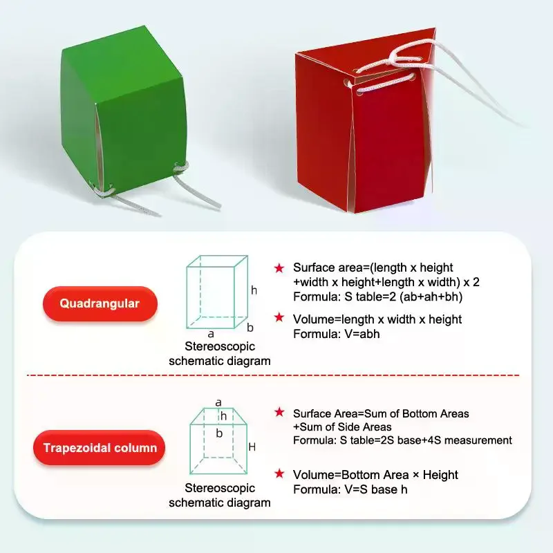 For Teach Volume Surfaces Area Drafting Kids Ages 5-12 Families Geometry Book Pull String 3D Geometry Learning Book Toy