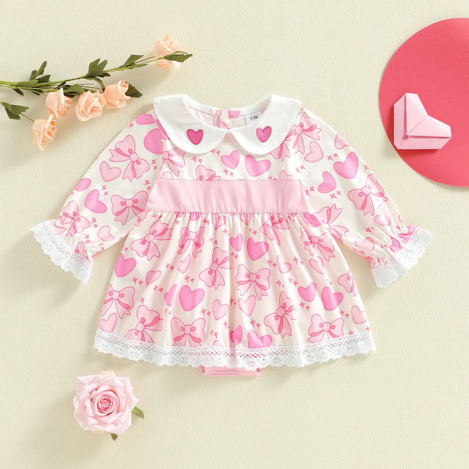 

Платье с рюшами и рукавами с милым принтом и воротником «Питер Пэн» для повседневной одежды для маленьких девочек, наряд в уличном стиле