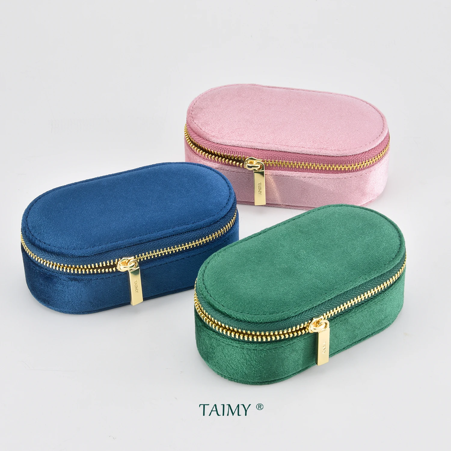 Wholesale Luxury Velvet Oval Travel Ring Earring Personalise Custom Logo Jewelry Box Suede Jewellery Storage Case Gift Packaging