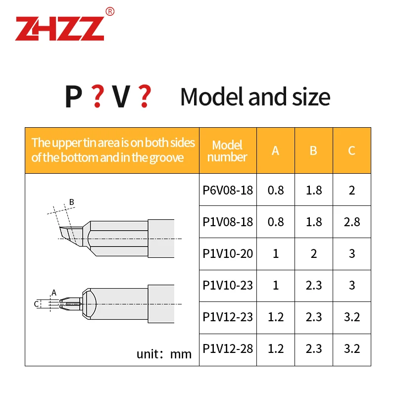 Relacement UNIX Sodering Iron tips P1V08 P1V10 P1V12 P6V08 P2PC P4PC P12DVAP P13DVAP P3PC-S For UNIX Automatic Soldering Machine