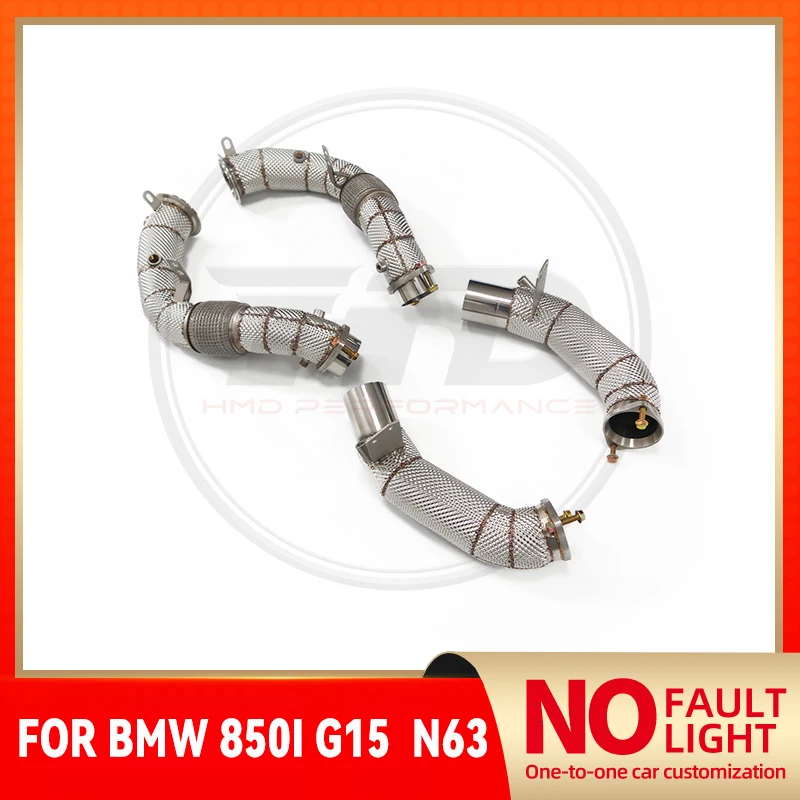 

HMD No Fault Light With Heat Shield Exhaust Downpipe For BMW 850i G15 N63 Stainless Steel High Flow Performance Pipe Car Parts