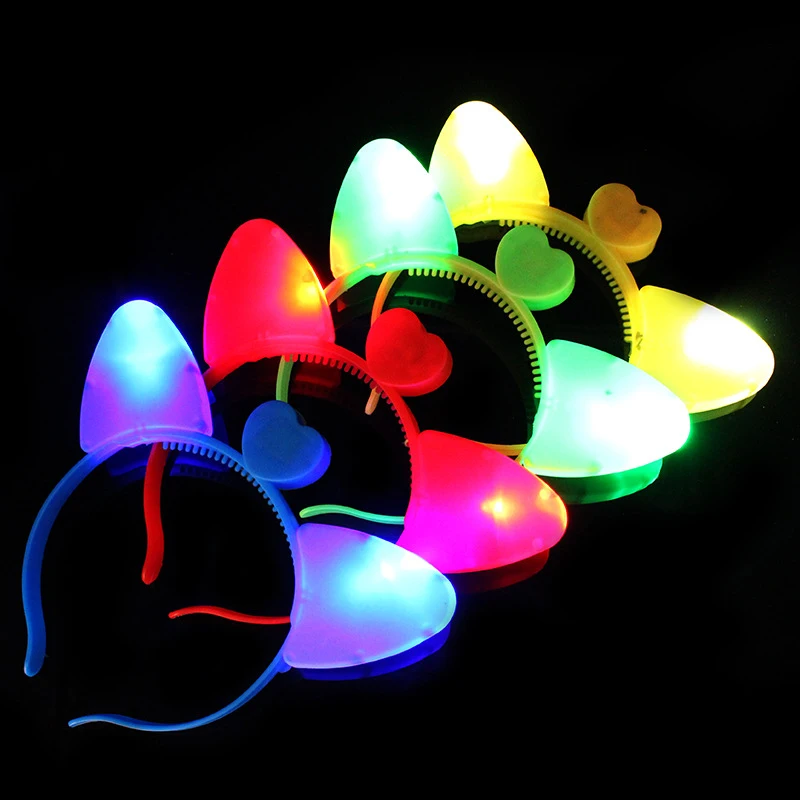 New Cartoon Cute Glowing Cat Ears Hair Band Toys Fun Led Light Up Animal Ears Headband Children's Birthday Holiday Party Gift