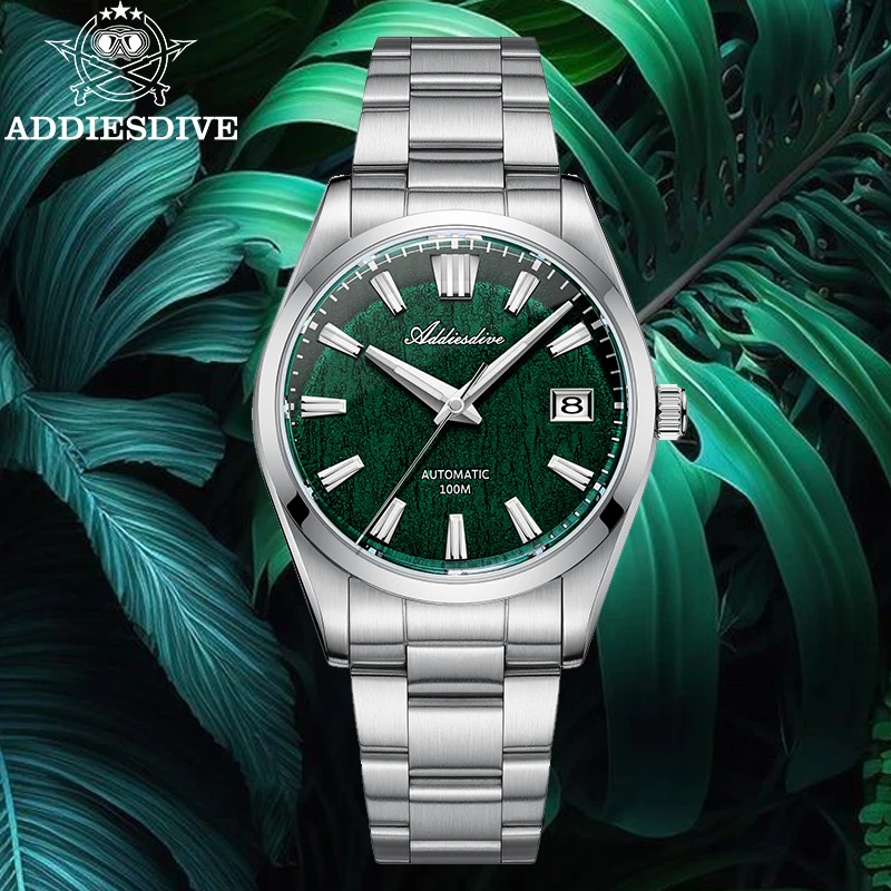 

ADDIESDIVE 39mm Watch New AD2075 Sapphire Tree Texture Luxury Dress Watch Men NH35 Automatic Mechanical Waterproof 100m Luminous