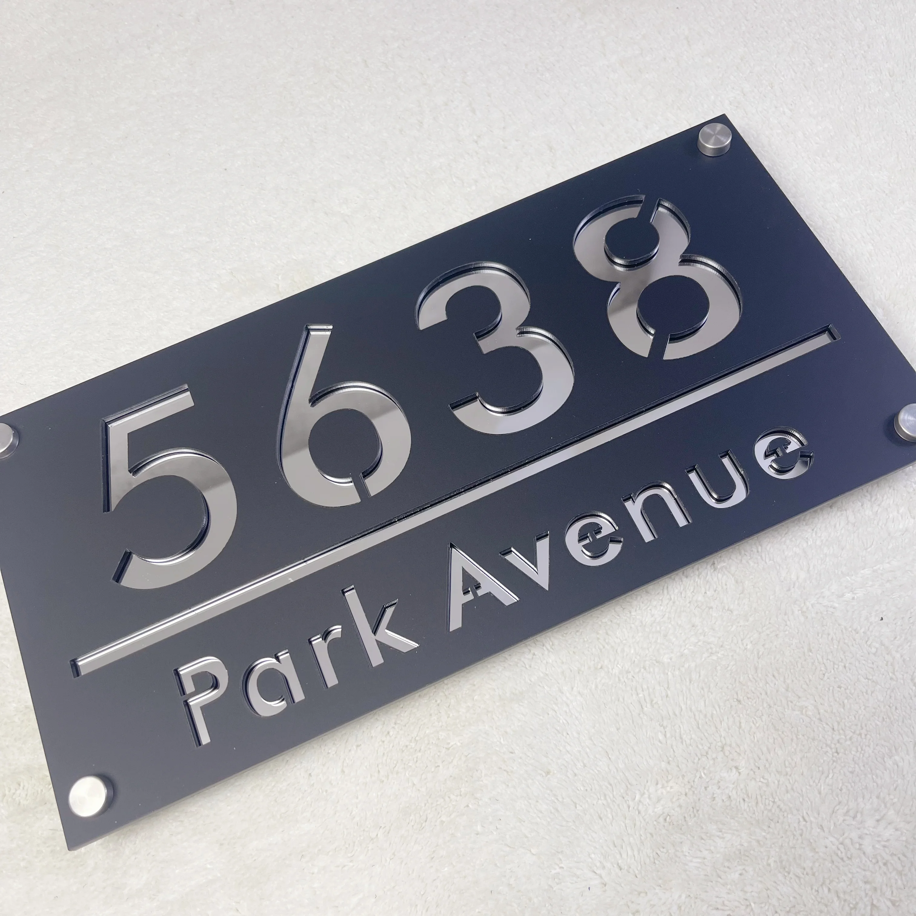 Personalized Large House Number Sign Outdoor Modern Address Plaque 3D Laser-Cut Acrylic Door Custom Street Name Sign Home Number