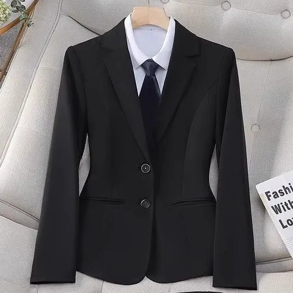 

Profional Bla ort Sve Suit for Women Thin Summer Interview Workwear Front Desk Manager Hotel orm Jaet