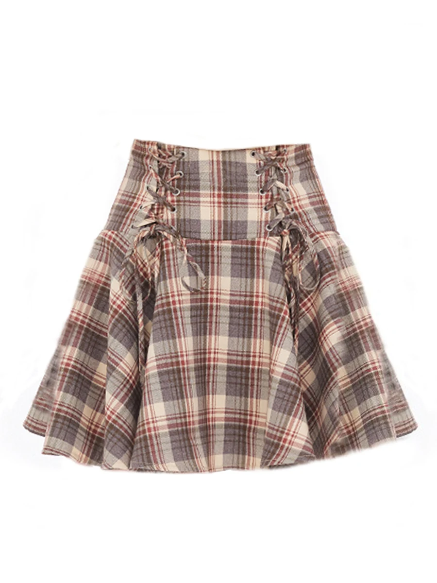 

Ruibbit Harajuku Preppy Style Hot Girl Design Plaid Punk Skirt Y2k Skirt A-Line Pleated kawaii Short Skirts