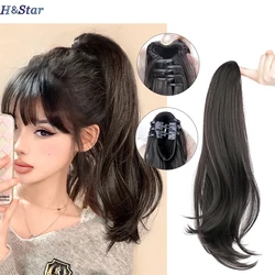 H&STAR 16Inch Synthetic  Slightly Upturned Straight Ponytail Claw Clip In Hair Extension Sweet Cute Ponytail Hairpiece for Women