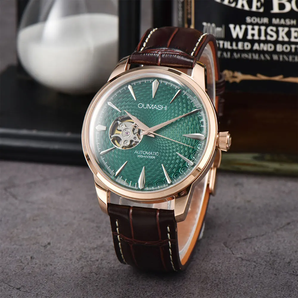 Reloj personalizado de 40mm para hombre, reloj mecánico automático con movimiento NH38 y cristal mineral de doble cúpula, reloj de negocios para hombre