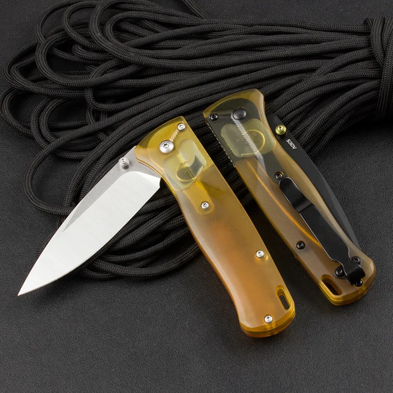 Coltello pieghevole tascabile 535 ad alta durezza Lama S30V Manico PEI Coltelli da campeggio tattici di sopravvivenza Caccia Coltelli da frutta Strumenti EDC