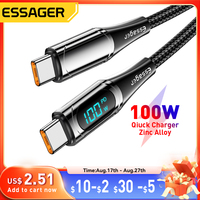 Essager USB Type C To USB C Cable 100W/5A PD Fast Charging Charger Wire Cord For Macbook Xiaomi Samsung Type-C USBC Cable  2M
