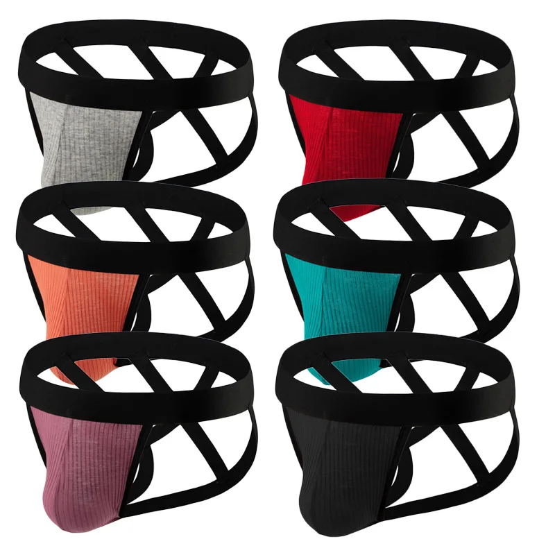 

6PCS Sexy Men Thongs Double G-String Summer Underwear Breathable Low Waist Soft T-Back Underwear Lingerie Underpants Jockstrap