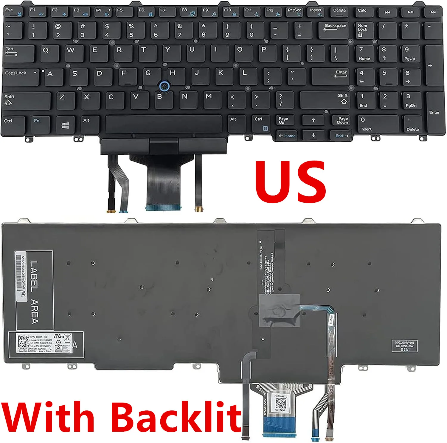95% New  US Keyboard For DELL Latitude E5550 E5570 E5580 Precision 3510 7510 7710 3520 7520 7720  Laptop CN-0N7CXW  0383D7