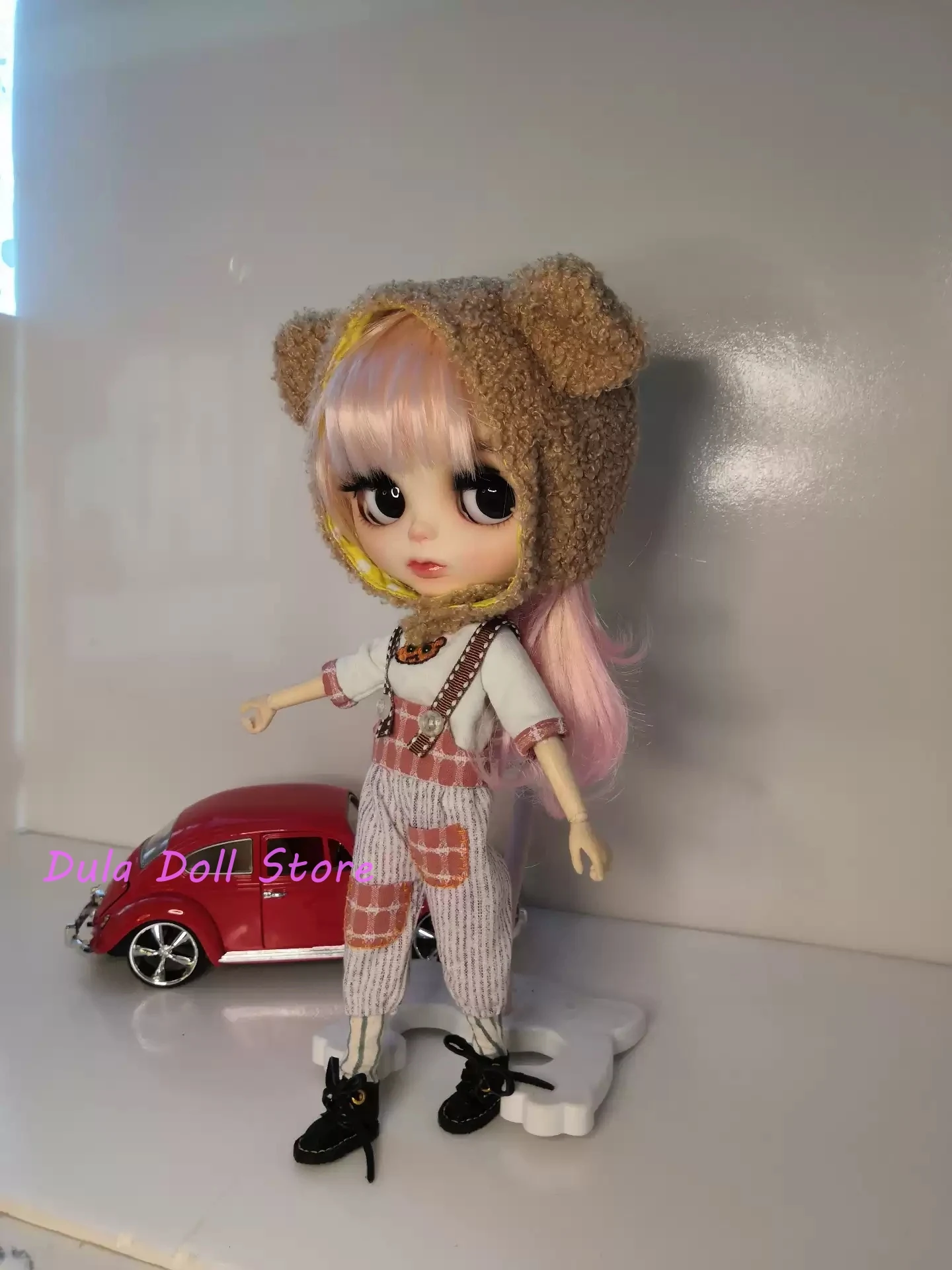 (신규) Dula 인형 옷 드레스 베어 스트라이프 컬러 블록 턱받이 슈트 Blythe ob24 ob22 Azone Licca ICY JerryB 1/6 Bjd 인형 액세서리