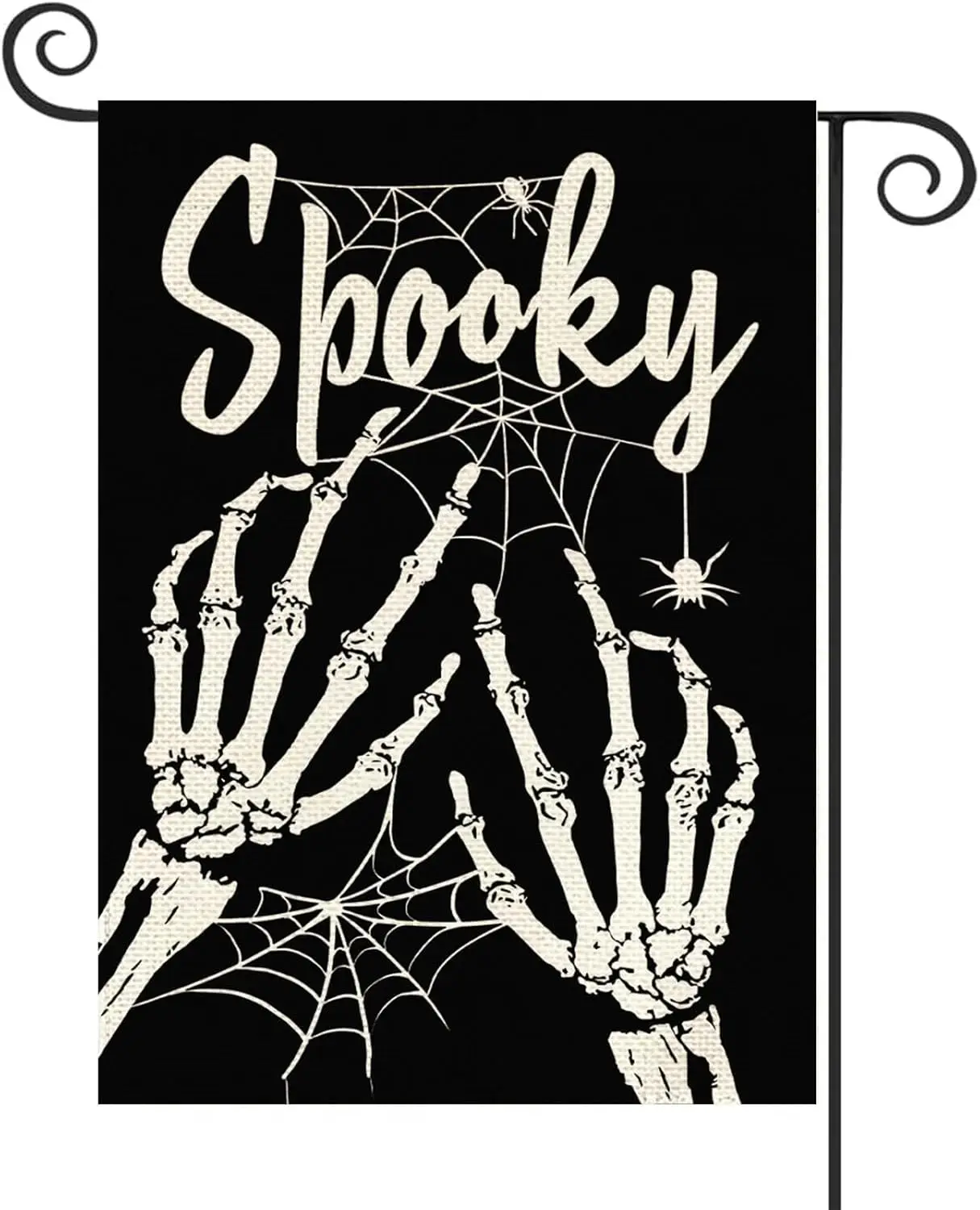 Baccessor Halloween Garden Flag Small Spooky Flags 12.5 x 18 Inch Double Sided Burlap Spooky Skeleton Hands with Spider Webs and