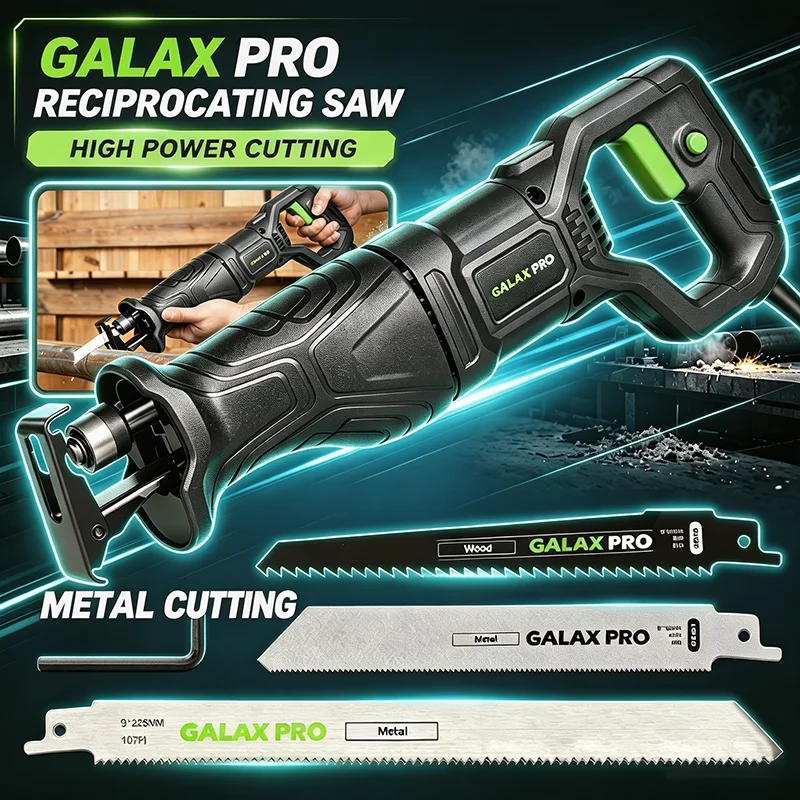 GALAX PRO 120V Reciprocating Saw, 6.0 Amp Corded Electric with 3000RPM for DIY & Contractor Cutting Wood/Metal/PVC Pipe, Variable Speed, 1-1/8