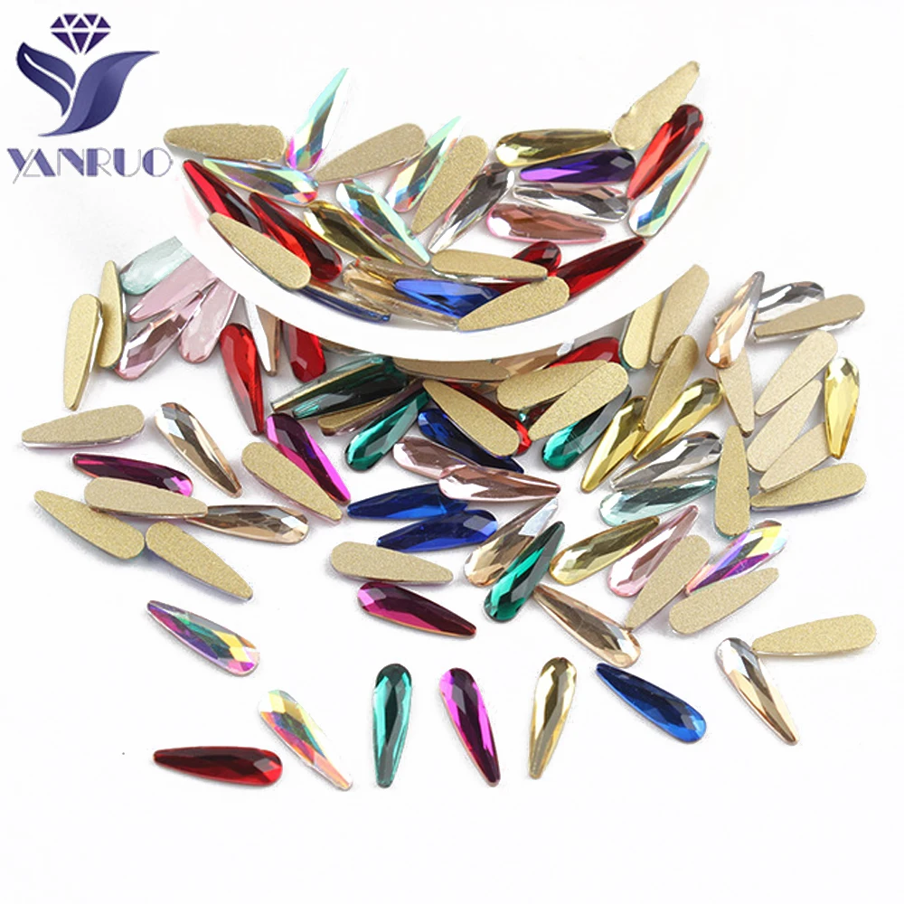 YanRuo 20pcs 3x10mm Raindrop Glass Glitter Rhinestones DIY Crafts Gems Nail Art Decorations Beauty Accessories For Nail Charms