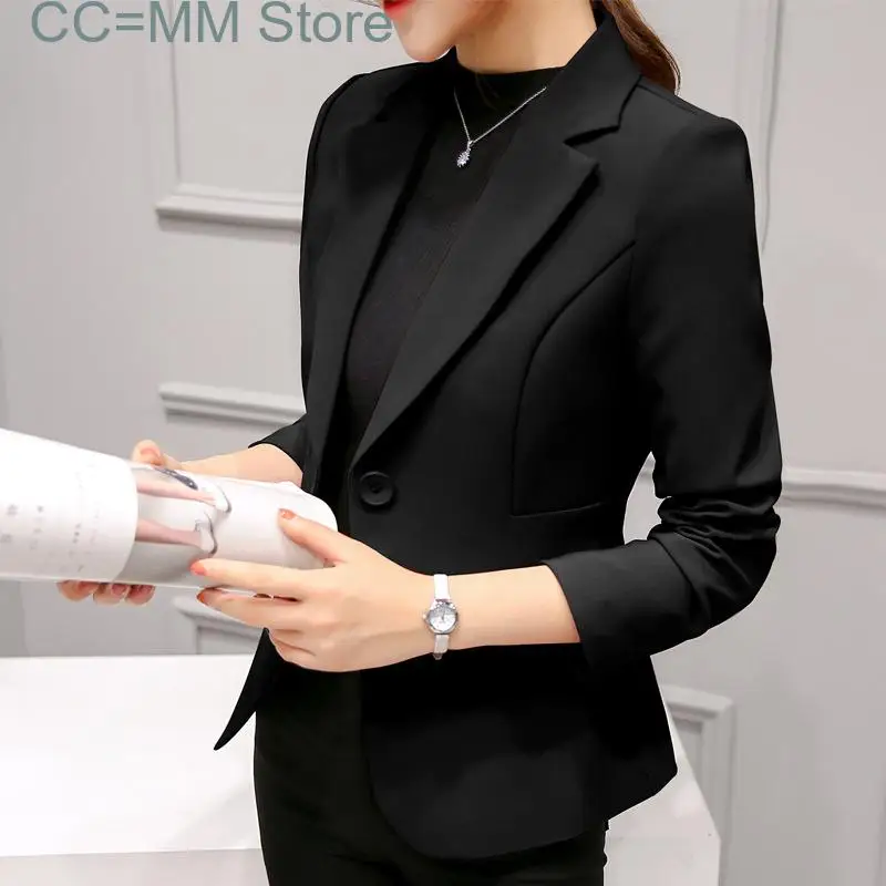 New Notched Blazers for Women Fashion Slim Solid Elegant Suits Office Ladies Long Sleeve Chic Casual Blazer