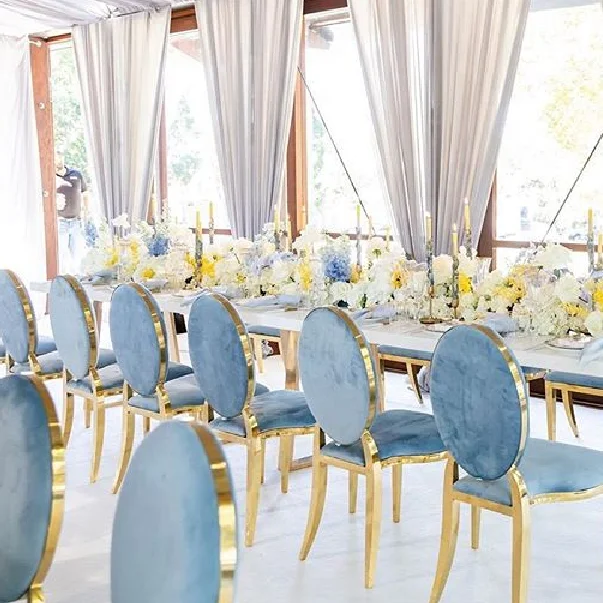 Stacking Diy Hotel Useful Royal Blue Banquet Party Event Wedding Dinning Table and Chair for Hotel Set