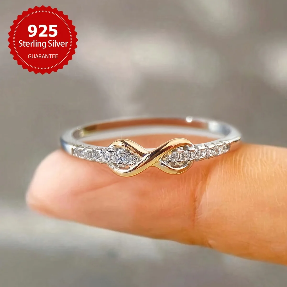 

1-piece simple cute two-tone ring engraved with eight characters, exquisite women's jewelry gift for ladies