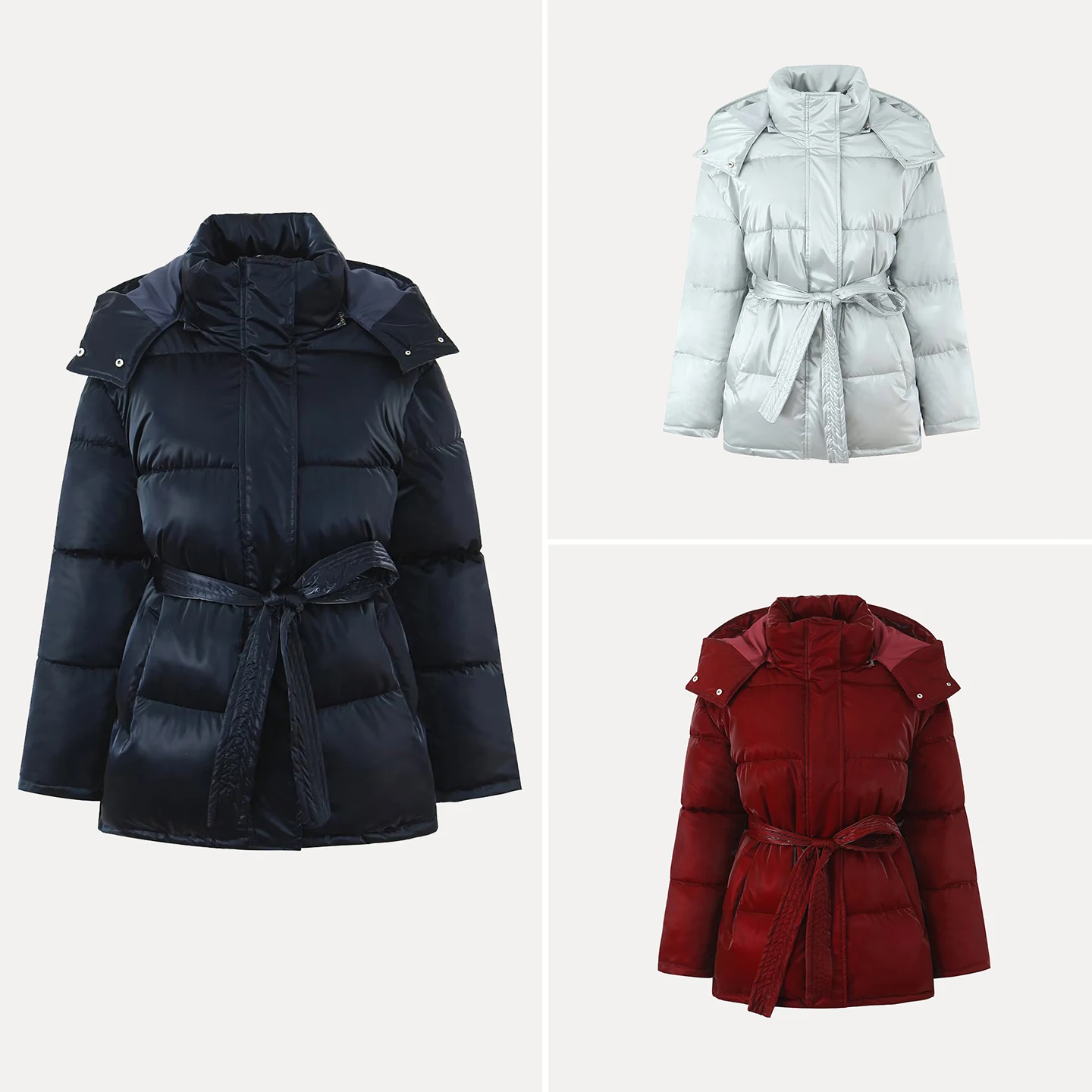 

Faionable Long Sve Женская куртка с капюшоном Sle Personali Простая зимняя верхняя одежда Z Стоячая застежка-молния