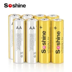 Soshine 1.5V 3000mAh Lithium Batteries Primary AA 1.5 Volt Non-Rechargeable Li-ion Battery for Microphones Smoke Detector Toy