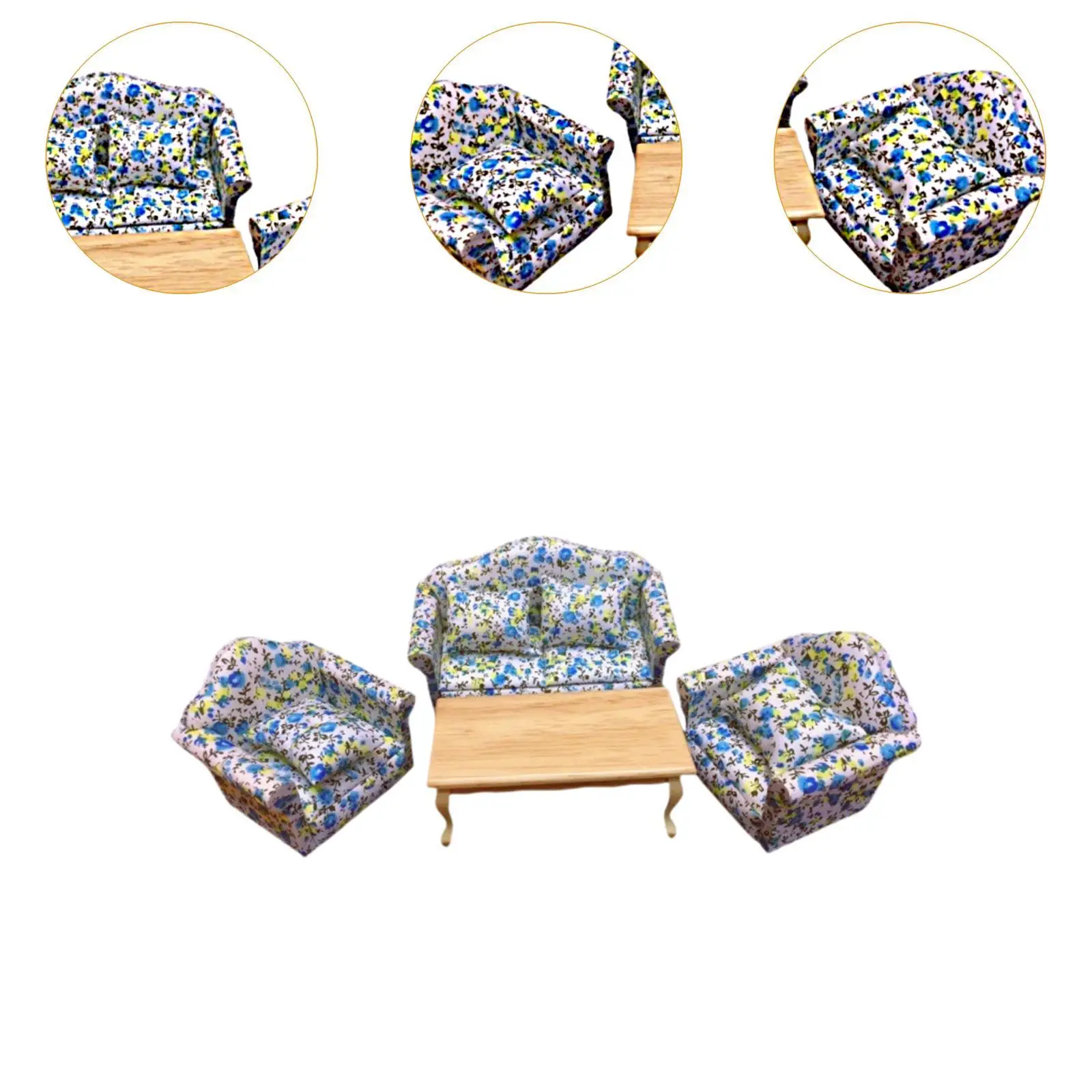 1:12 스케일 미니어처 인형의 집 거실 침실용 미니 소파