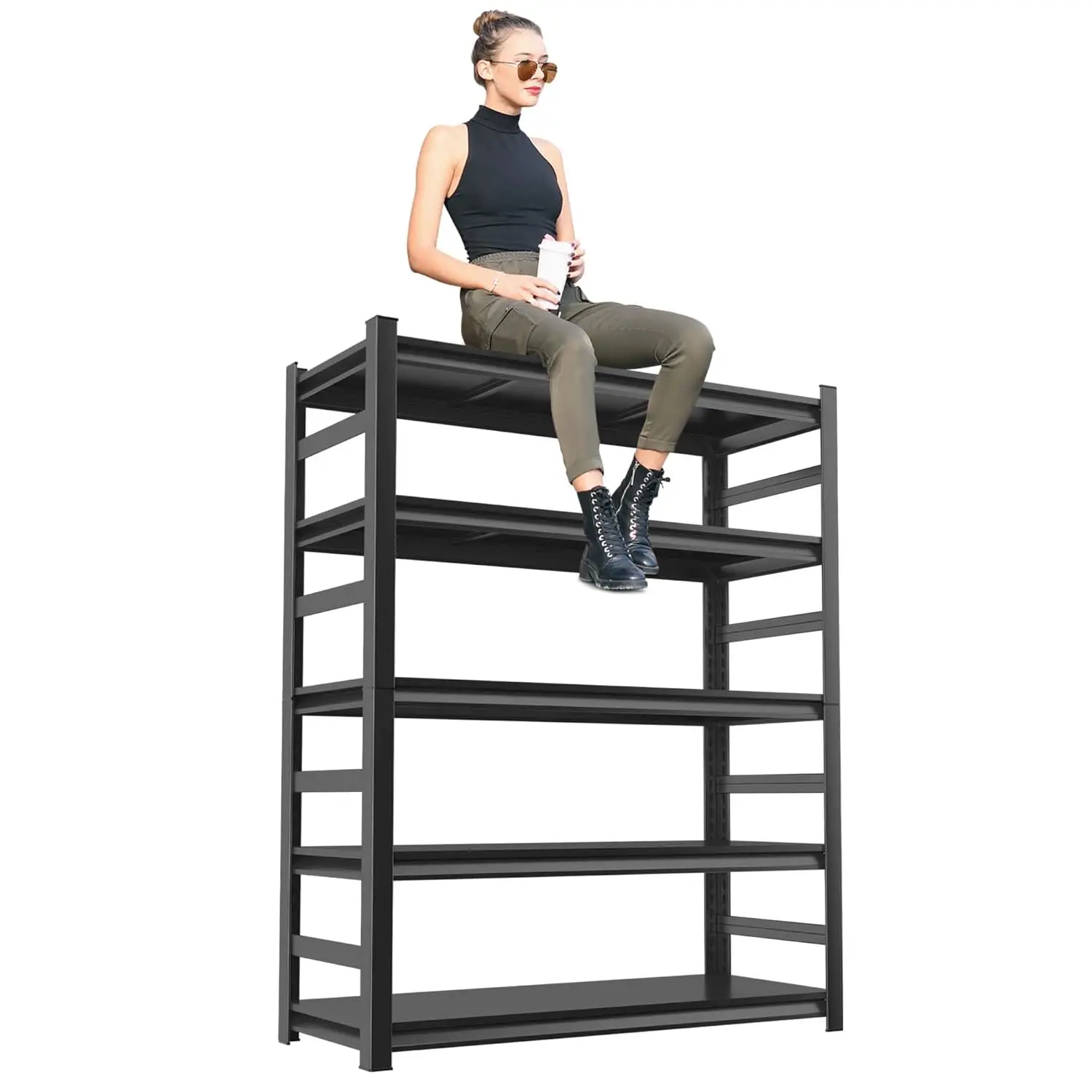 

Heavy-Duty Garage Shelving Unit 5-Tier Adjustable Metal Rack - Easy Assembly Steel Shelves for Storage Customized Organization
